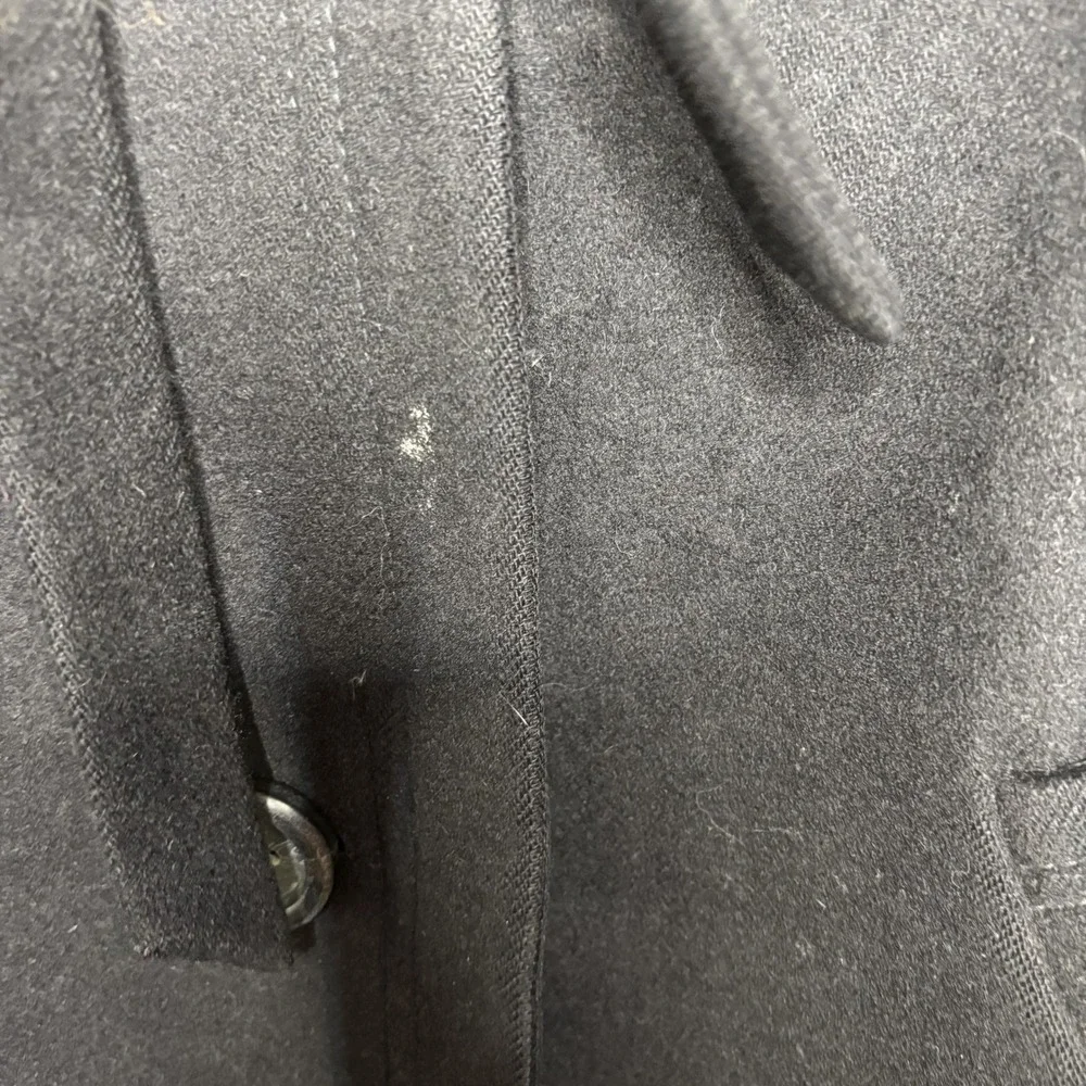 J Crew Mens Black Wool Blend Button Up Funnel Neck Coat **NO SIZE**